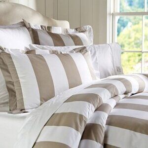 Pottery Barn PB Classic 400 Thread Count Duvet Cover in Stripe / Taupe